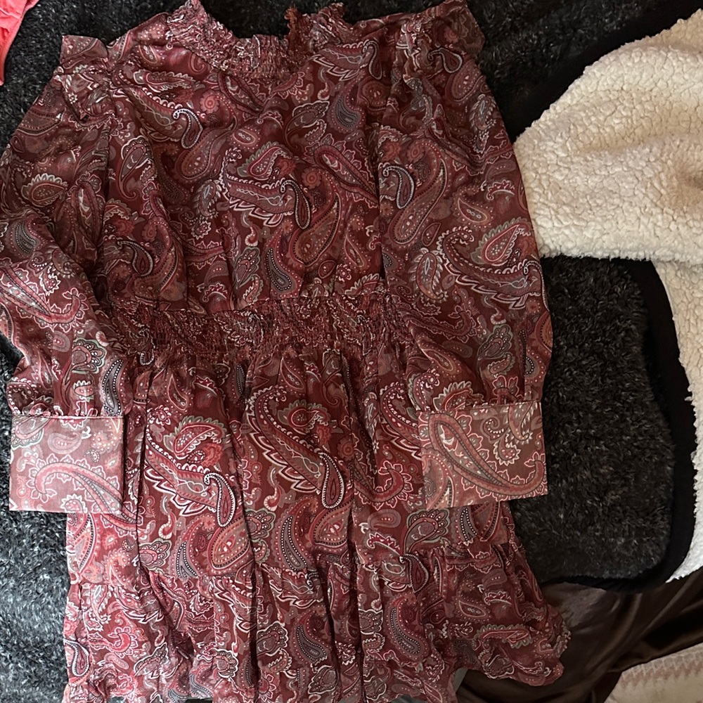 SHEIN Paisley Print Dress - Red and Pink